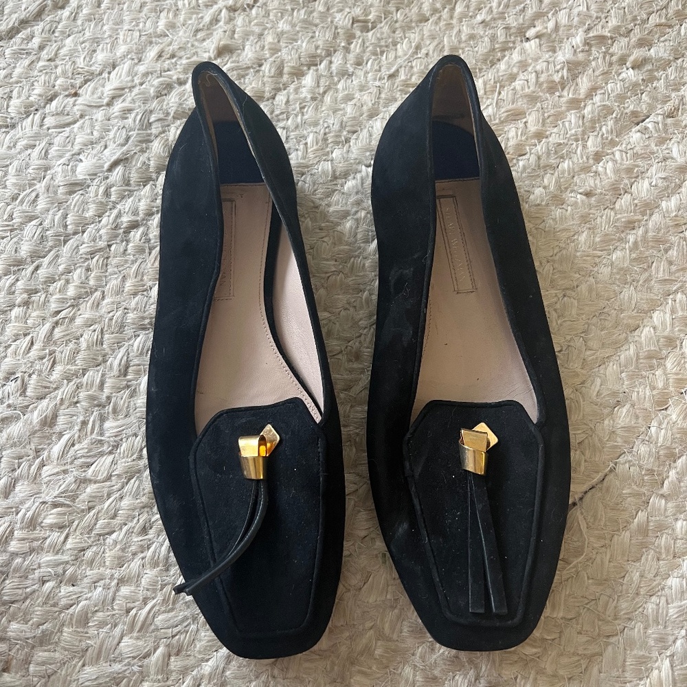Stuart Weitzman Suede Black Flats Like New